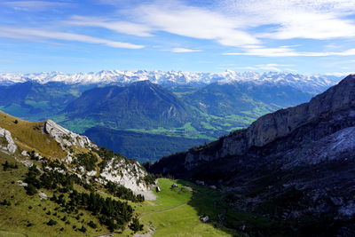 Scenic view of mountains against sky