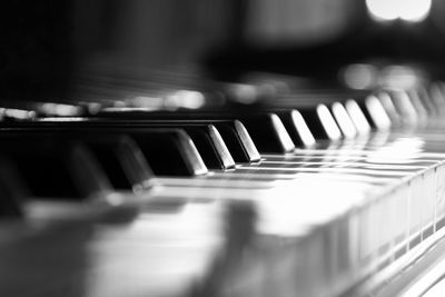 Close-up of piano keys