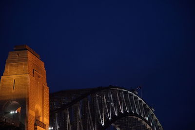 Low angle view of illuminated buildings against sky at night