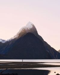 Scenic view of mountains against clear sky