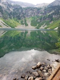 Scenic view of lake and mountains