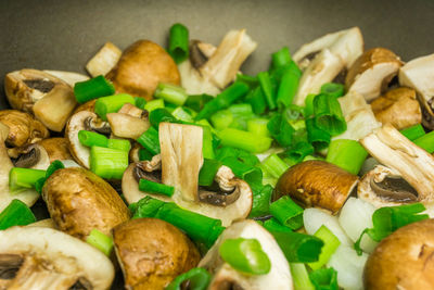 Close-up of chopped vegetables in plate