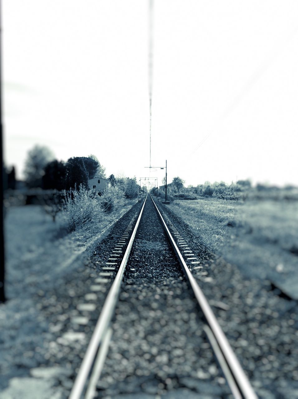 railroad track, transportation, rail transportation, metal, sky, day, the way forward, no people, outdoors, nature, parallel