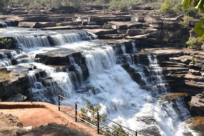 Scenic view of waterfall