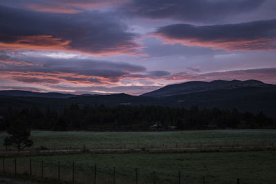 Scenic view of field against sky during sunset