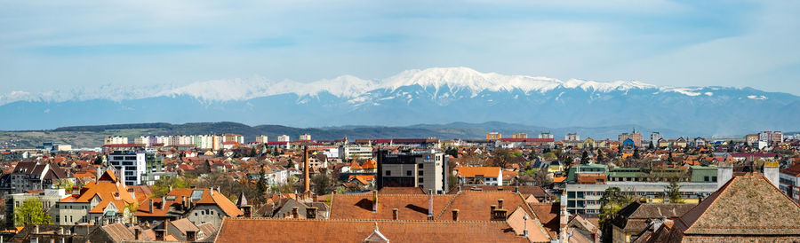 Sibiu, romania - april 15, 2022. panoramic view of the sibiu city 


