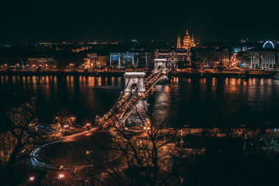 Illuminated city at night