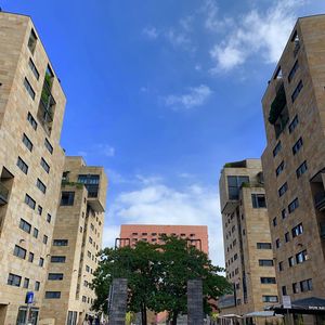 Low angle view of buildings against sky