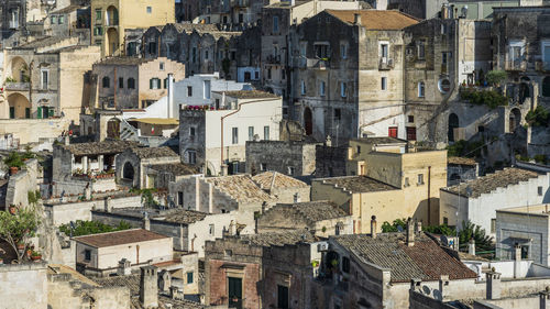 High angle view of buildings in city