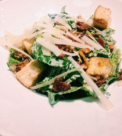 High angle view of food in plate