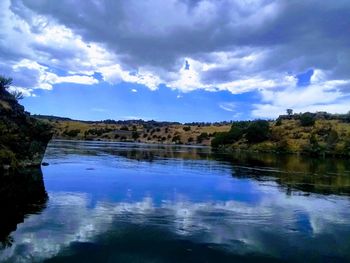 Scenic view of lake against sky