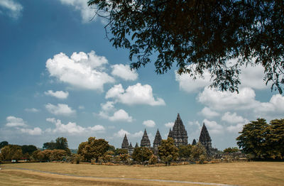 Panoramic view of temple against cloudy sky