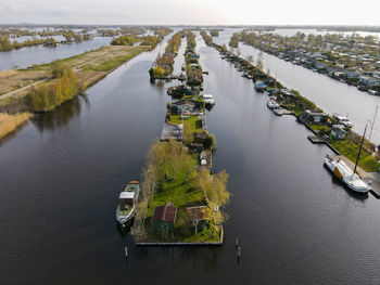 High angle view of river against sky