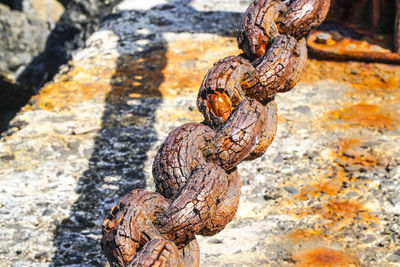 Close-up of rusty chain