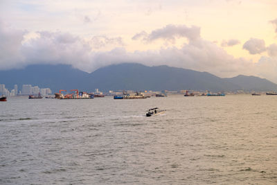 Scenic view of sea against sky during sunset