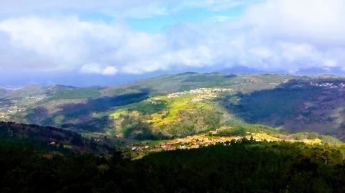 Scenic view of mountains against sky