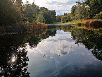 Scenic view of lake against sky