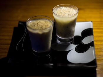 Close-up of beer on table