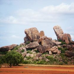 Scenic view of landscape against cloudy sky