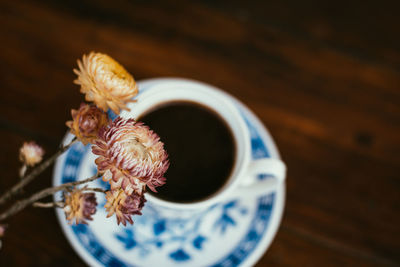 Close-up of coffee cup on table