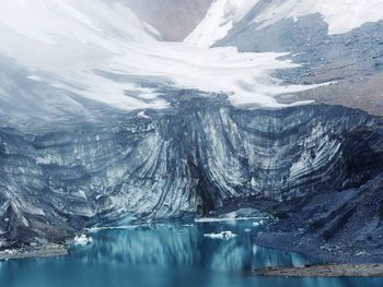 Aerial view of frozen lake