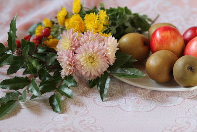 Close-up of apples on table