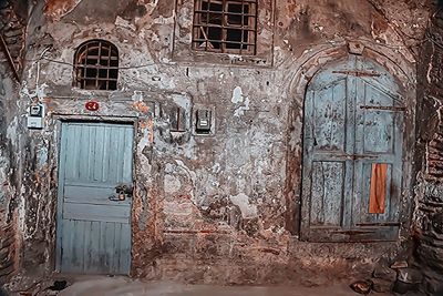 Closed door of old building