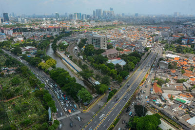 High angle view of cityscape