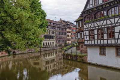 Historical houses and canal in petite france, strasbourg, france