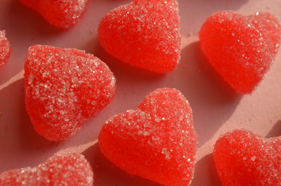 Red jelly hearts sugar coated candy