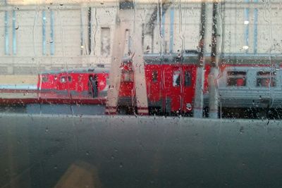 Close-up of wet window in rainy season