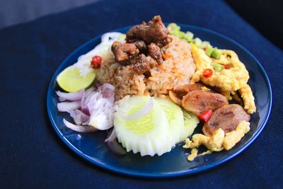 Close-up of food served in plate