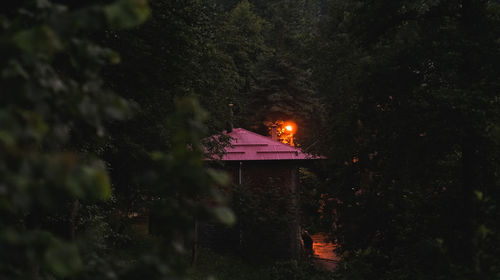 Illuminated lighting equipment on land at night