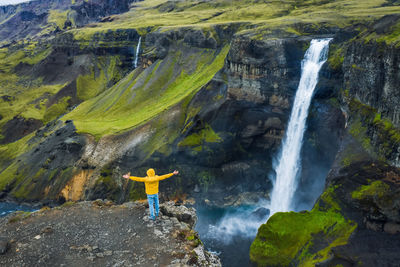 Scenic view of waterfall