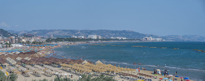 Wide angle panorama of the beach of pescara with montesilvano in backgroud