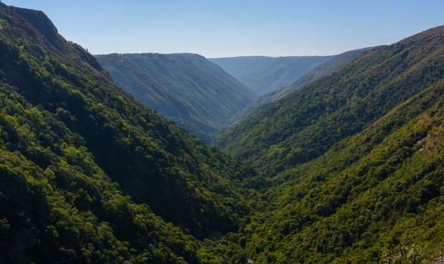 High angle view of mountains against sky