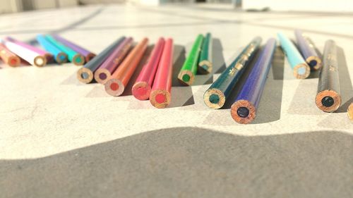 Close-up of colored pencils