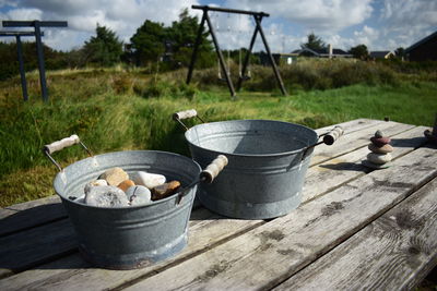 View of food on barbecue grill