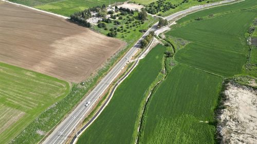 High angle view of empty road