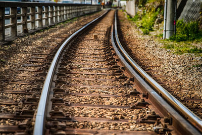 Close-up of railroad track