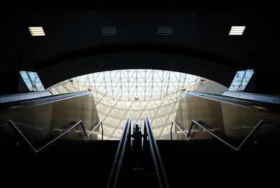 Low angle view of subway station escalator