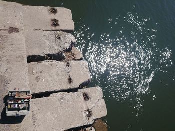 High angle view of graffiti on wall