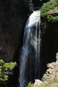 View of waterfall in forest