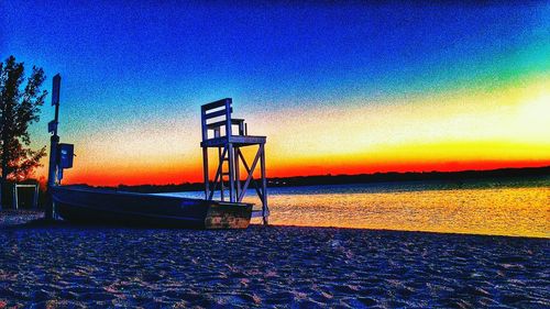 Scenic view of sea against sky at sunset