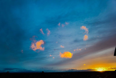 Scenic view of dramatic sky during sunset