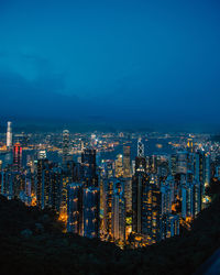 Illuminated buildings in city at night