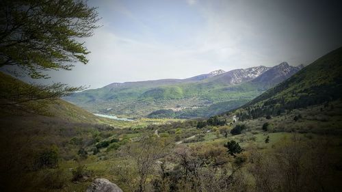 Scenic view of mountains against sky