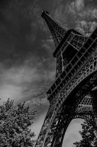 Low angle view of eiffel tower against sky