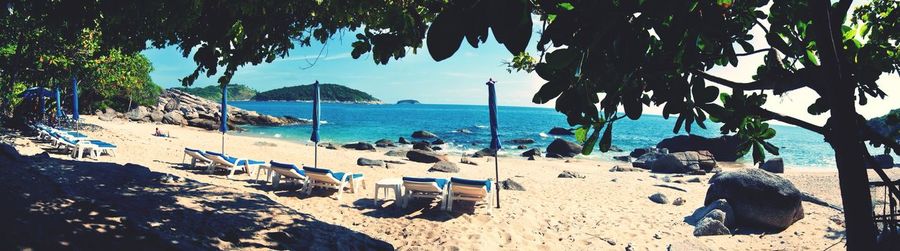 Scenic view of beach against sky