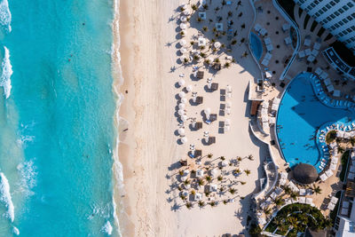 Aerial view of punta norte beach, cancun, mexico.